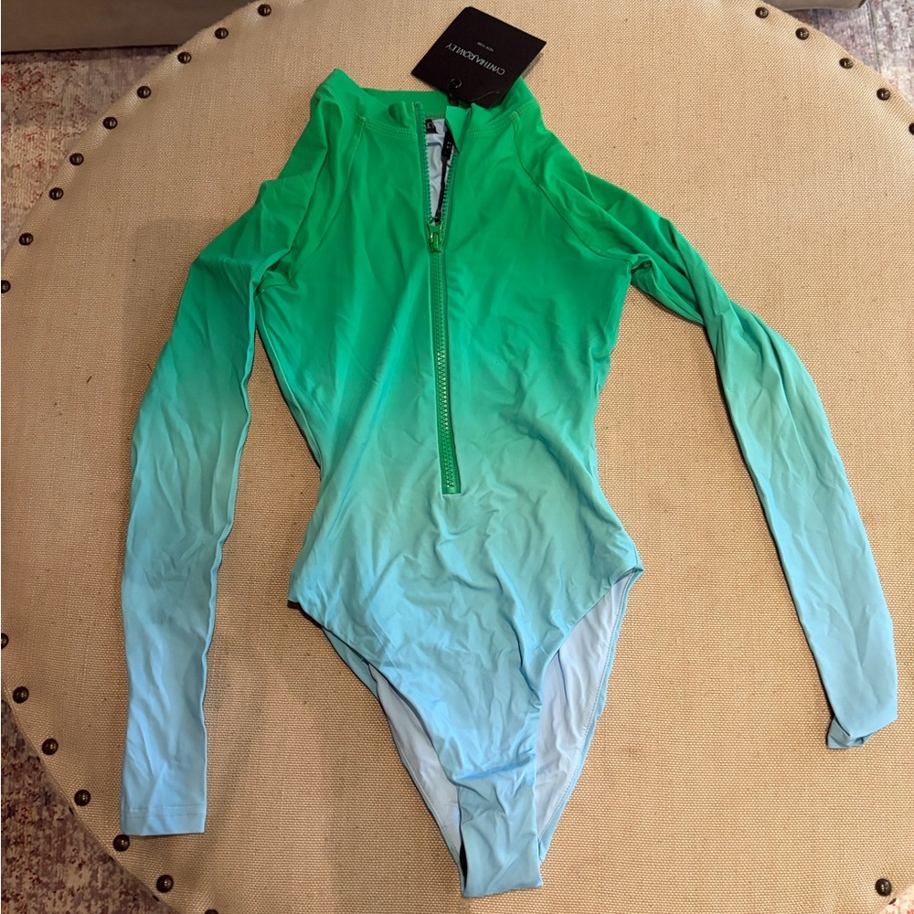 Cynthia Rowley Green and Blue One Piece Swimsuit